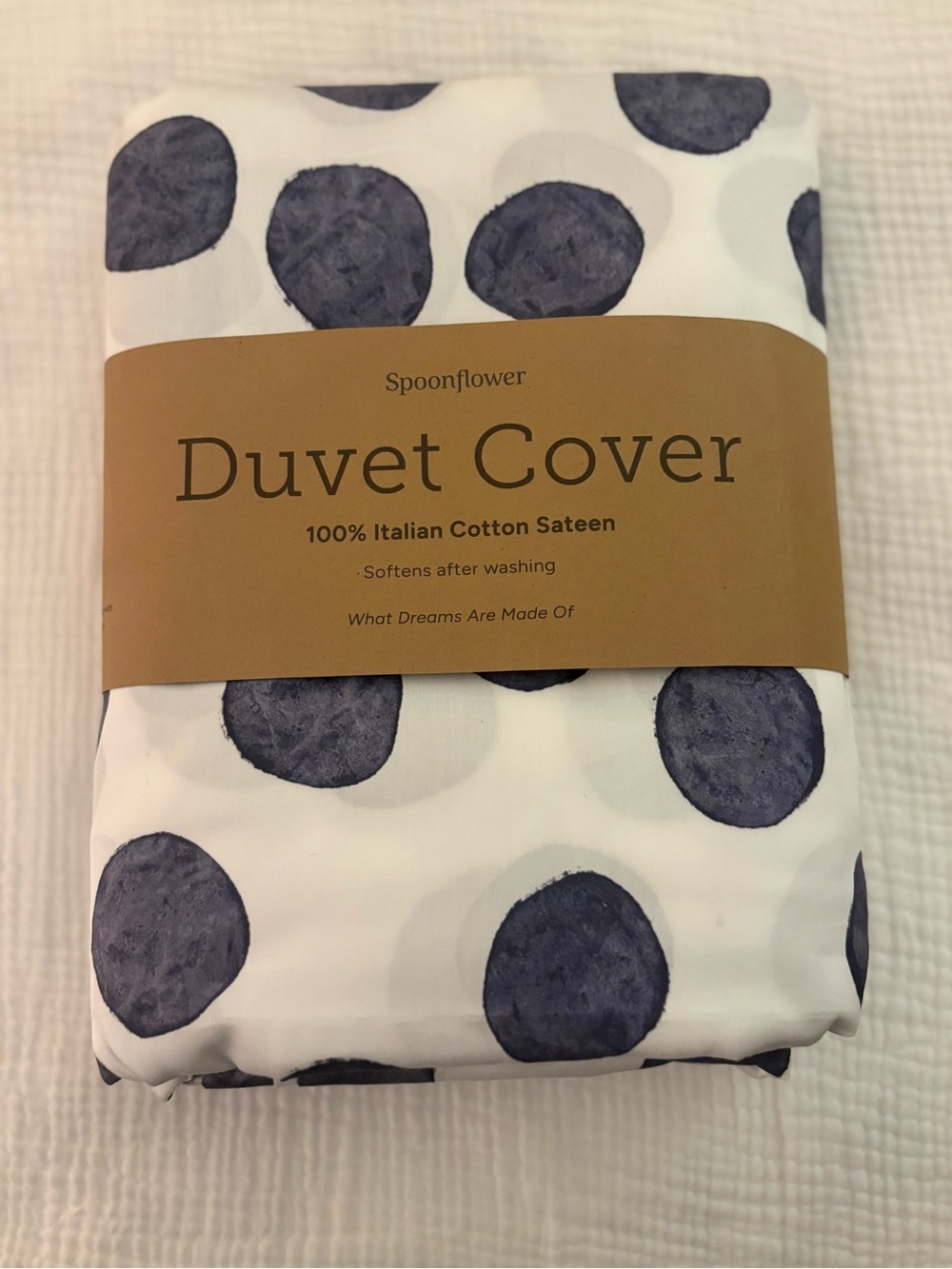 Spoonflower King Duvet Cover in Watercolor Dots Indigo